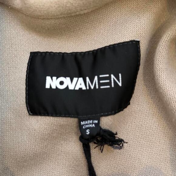 Tan & Cream Pinstripe Quarter Zip Crewneck - Picture 6 of 6